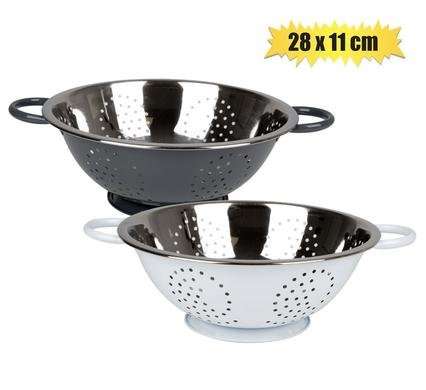 Colander s/steel 28x11cm w/colour base