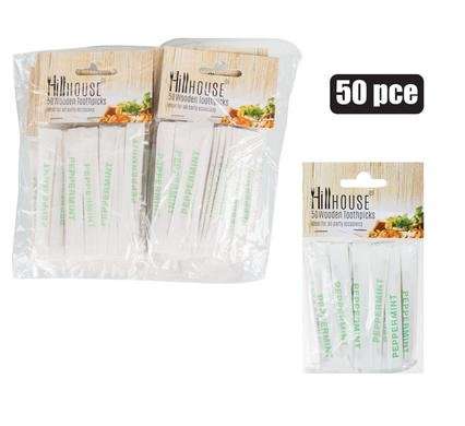 Toothpicks wdn 50pc wrap mint hillhouse