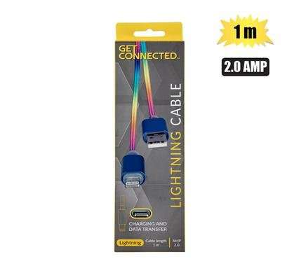 Usb cable lightning 2.0 amp rainbow 1m