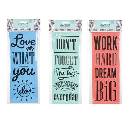 Plaque-wall paper w/words 32x12cm asstd