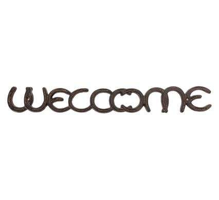 Orn wall mtl welcome horseshoe 54cm