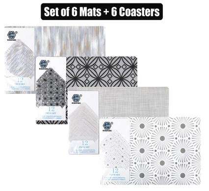 Place mat pp w/coasters 6pc 43x28cm asst