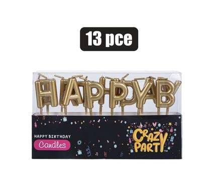 Candles birthday letters 13pce gold