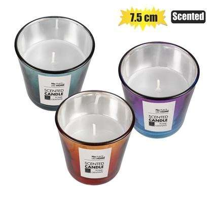 Candle in holder gls 7.5cm 2-tone scentd