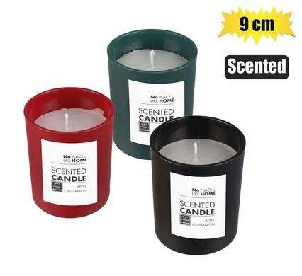 Candle in holder gls 9cm matt scented