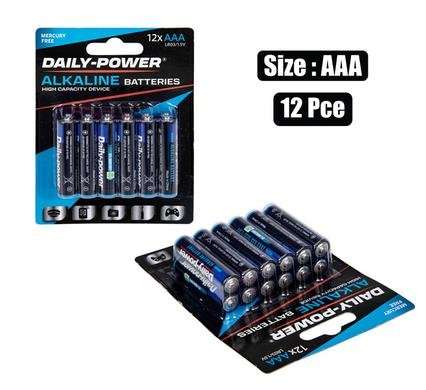 Batteries alkaline size:aaa 12pce val pk