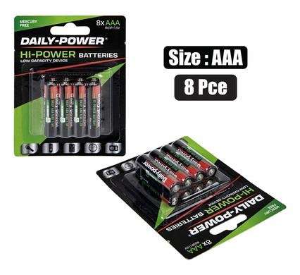 Batteries h/power size:aaa 8pce blister
