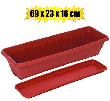 Planter w/tray 69x23x16cm pl rect