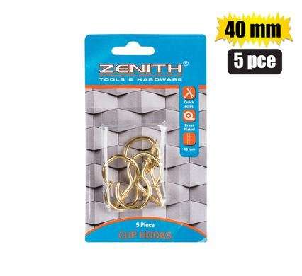 Cup-hooks brass-pl 40mm 5pce zenith  Cup