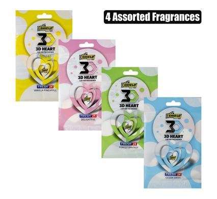 Car air freshener shield 3d heart asst