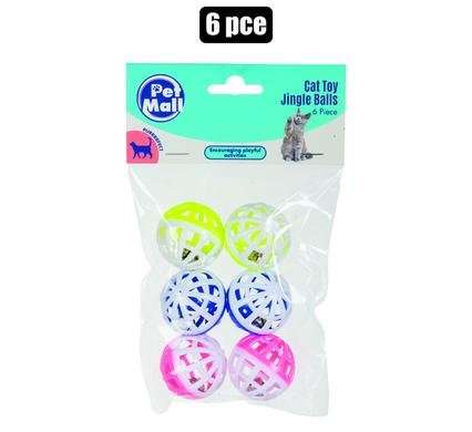Pet play-balls 6pce jingle wavy-line