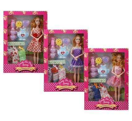 Fashion doll with dresses & tea set