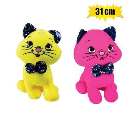 Plush bright cat w/foambeads 31cm