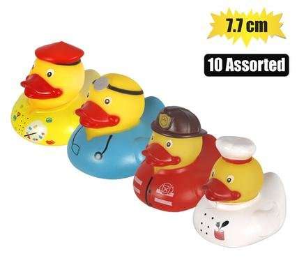 Baby vinyl themed duck 7.7cm, assorted/Priced per Duck