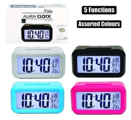 Clock digital 5-func assorted  colours/Priced Each