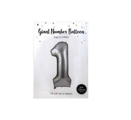Balloon helium foil silver 1 102cm f-04