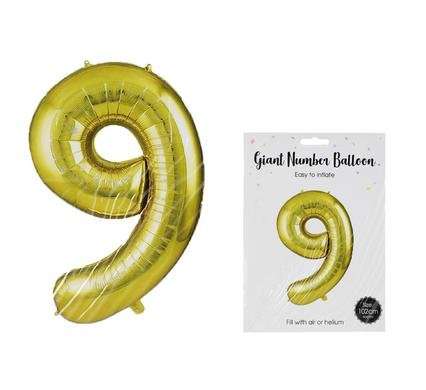 Balloon helium foil gold 9 106cm f-04