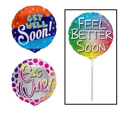 Balloon air fill w/stick get well