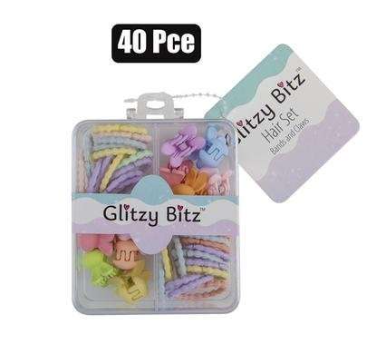 Hair set bands & claw clips asstd 40pce