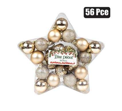 Xmas tree decor ball 56pc, 3/5cm colours