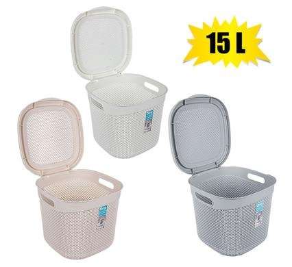 Basket pl 32x30x28cm drop patt 15l lid  Lid