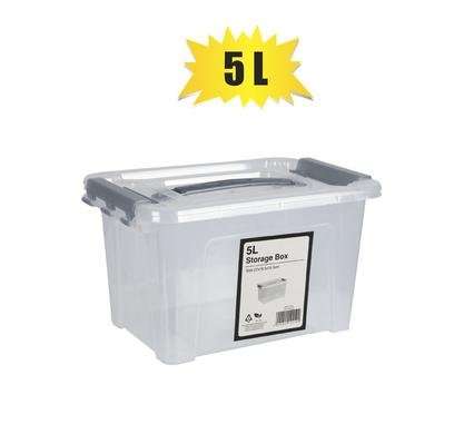 Storage box clear/grey 5l 27x18.5x15.5cm
