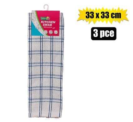 Swab cotton 33x33cm 3pce check 37g
