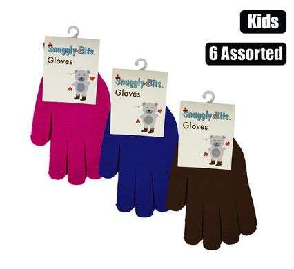 Gloves kids plain assorted colours/Priced per Each
