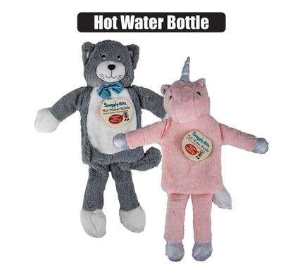 Hotwater bottle w/plush animal cover 1l