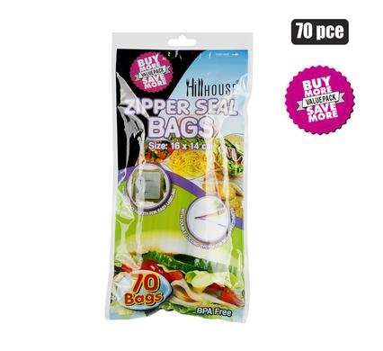 Disposable bag zipperseal 70pc 16x14cm