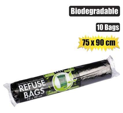 Refuse bag 10pc black 750x900mm bio