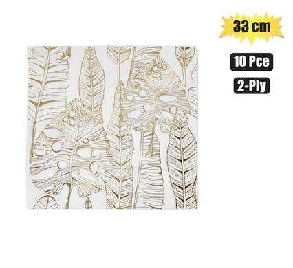 Serviettes 2ply 33cm 10pc foil leaves