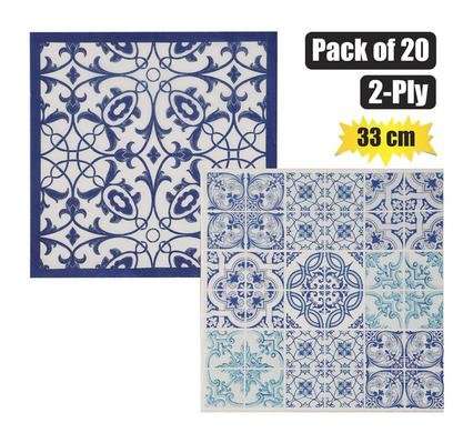 Serviettes 2ply 33cm 20pc mediterranean