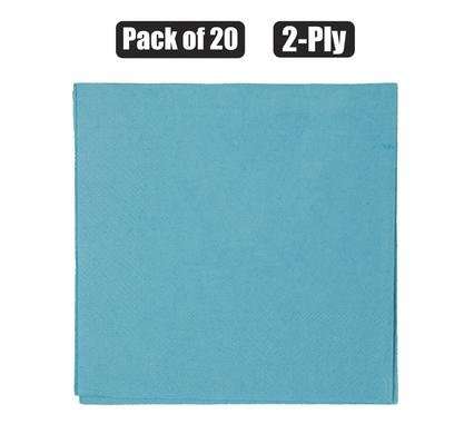 Serviettes 2ply 33cm 20pc plain turquois