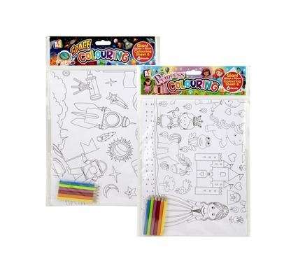 Colouring sheet 120x90cm w/pencil asstd
