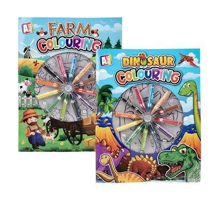 Book colouring boy w/wax crayons assorted/priced per book
