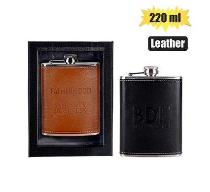 Hip flask stainless steel w/pu leather dad 220ml
