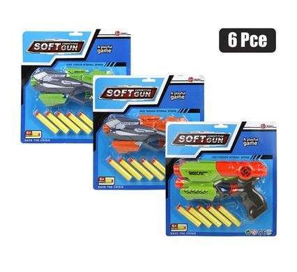Gun foam dart bright 21cm, 6 Piece assorted