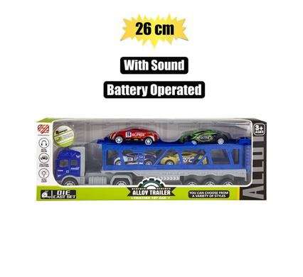 Die cast set truck battery operated w/4 racers 26cm
