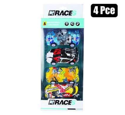 Vehicle racer graffiti 4 Piece 9.5cm