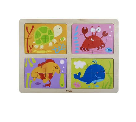 PUZZLE WOOD TRAY ASSTD 4 x 4PC