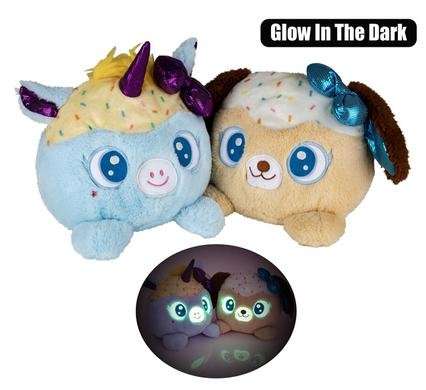 PLUSH BALL GLOW IN DARK UNICORN/DOG 18cm