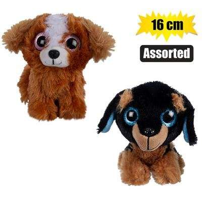Plush dog big eyes assorted 16cm