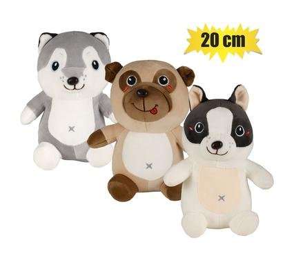 Plush dog smiling assorted 20cm