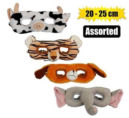 Plush animal mask assorted 20-25cm