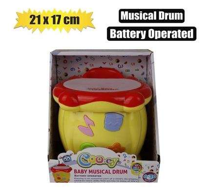 Baby toy edu musical drum battery operated 21x17cm
