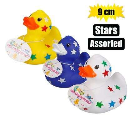 Baby vinyl themed duck 9cm, star assorted