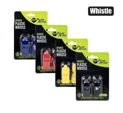 Whistle sports plastic w/string blister