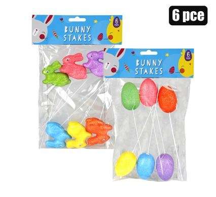 Easter glitter foam decor stakes 6 Piece ast