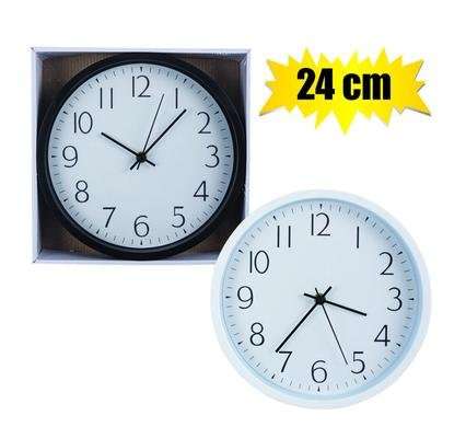 Clock wall plastic round 24cm